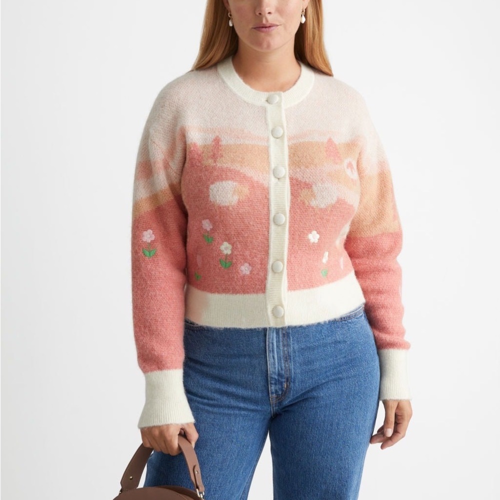 & other stories landscape jacquard cardigan